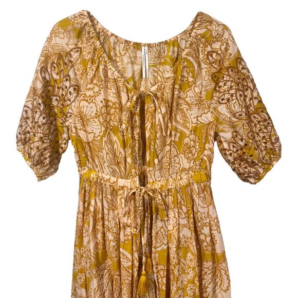 Anthropologie Ember Kaftan Small Floral Eyelet Embroidered Maxi Tie Front Bohoh - Picture 4 of 10